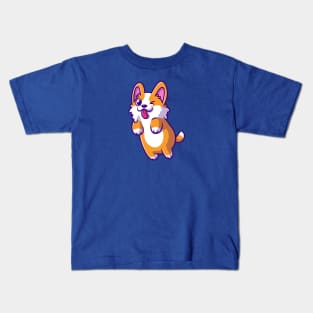 Cute Corgi Dog Jumping Cartoon Kids T-Shirt